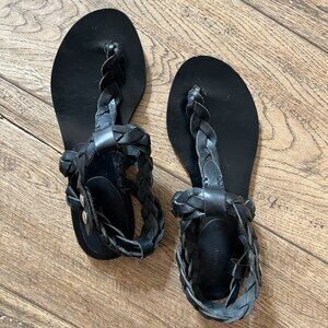 Isabel Marant Black leather braided sandals Womens 38